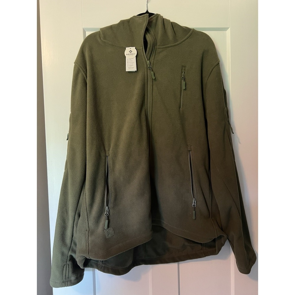 Baerskin Tactical Hoodie Mens XL Dark Green Baerskin 4 Zip Up Jacket Fleece